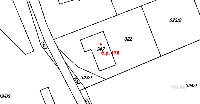 Karpentná 176, Třinec na parcele st. 347 v KÚ Karpentná, Katastrální mapa