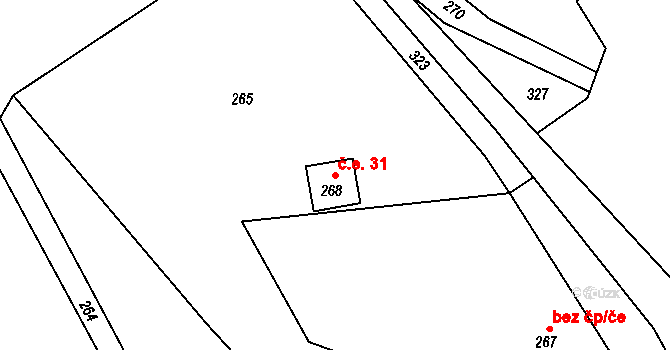 Plinkout 31, Dlouhá Loučka na parcele st. 268 v KÚ Plinkout, Katastrální mapa