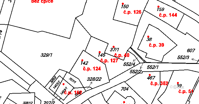 Mikovice 127, Kralupy nad Vltavou na parcele st. 145 v KÚ Mikovice u Kralup nad Vltavou, Katastrální mapa