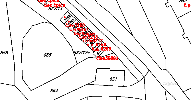 Neštěmice 5938, Ústí nad Labem na parcele st. 887/9 v KÚ Neštěmice, Katastrální mapa