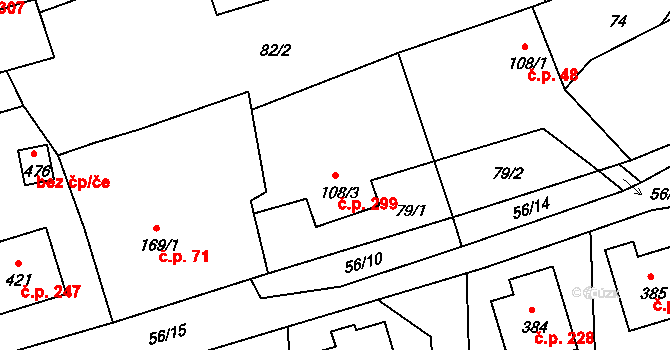 Čechtice 299 na parcele st. 108/3 v KÚ Čechtice, Katastrální mapa