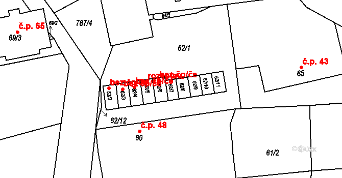Meclov 39228983 na parcele st. 62/8 v KÚ Třebnice u Domažlic, Katastrální mapa