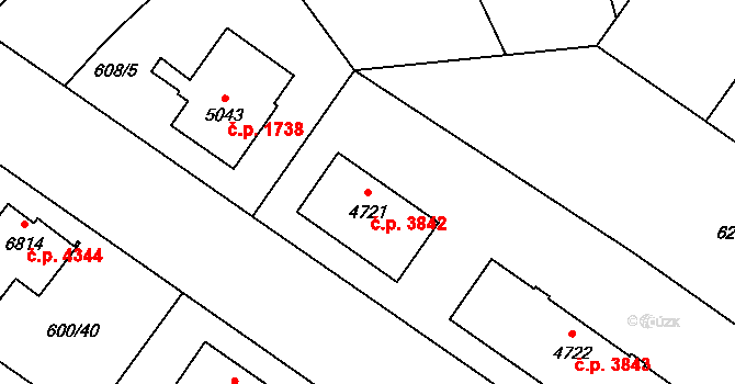 Zlín 3842 na parcele st. 4721 v KÚ Zlín, Katastrální mapa