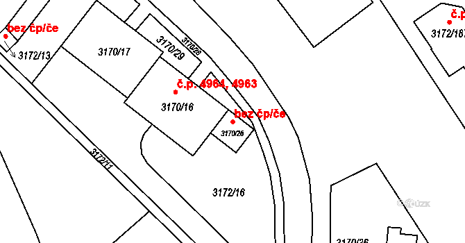 Chomutov 45031983 na parcele st. 3170/26 v KÚ Chomutov II, Katastrální mapa