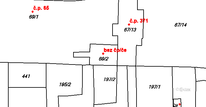 Černčice 46269983 na parcele st. 69/2 v KÚ Černčice u Loun, Katastrální mapa