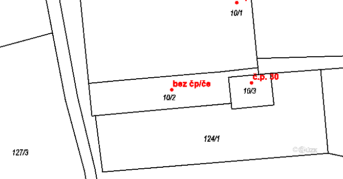 Lišov 46929983 na parcele st. 10/2 v KÚ Dolní Miletín, Katastrální mapa