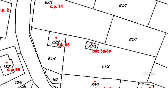 Dívčice 46935983 na parcele st. 61/3 v KÚ Dívčice, Katastrální mapa