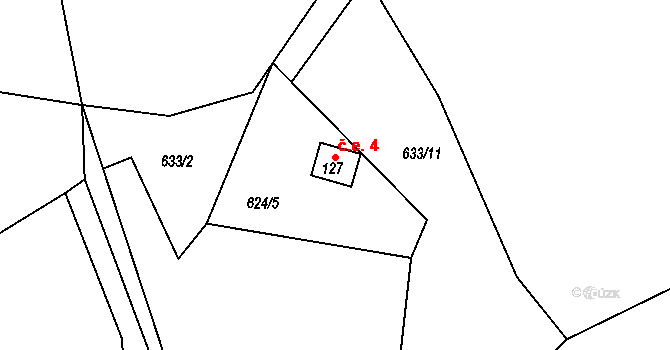 Františky 4, Krouna na parcele st. 127 v KÚ Františky, Katastrální mapa