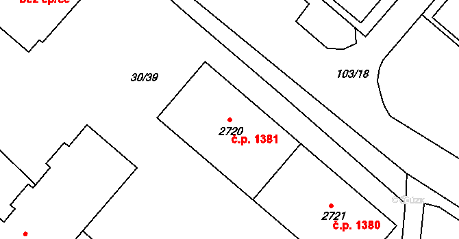 Neratovice 1381 na parcele st. 2720 v KÚ Neratovice, Katastrální mapa