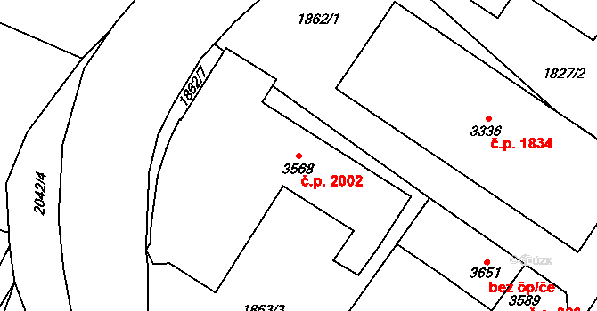 Náchod 2002 na parcele st. 3568 v KÚ Náchod, Katastrální mapa
