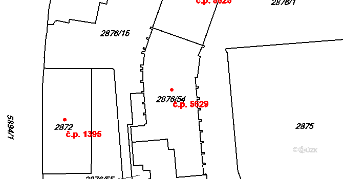 Jihlava 5629 na parcele st. 2876/54 v KÚ Jihlava, Katastrální mapa