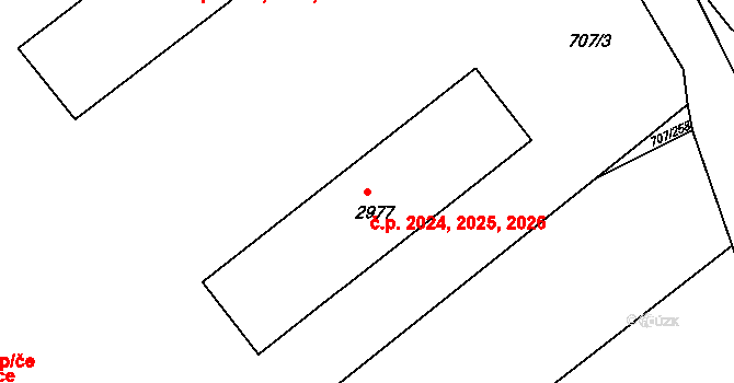 Rakovník II 2024,2025,2026, Rakovník na parcele st. 2977 v KÚ Rakovník, Katastrální mapa