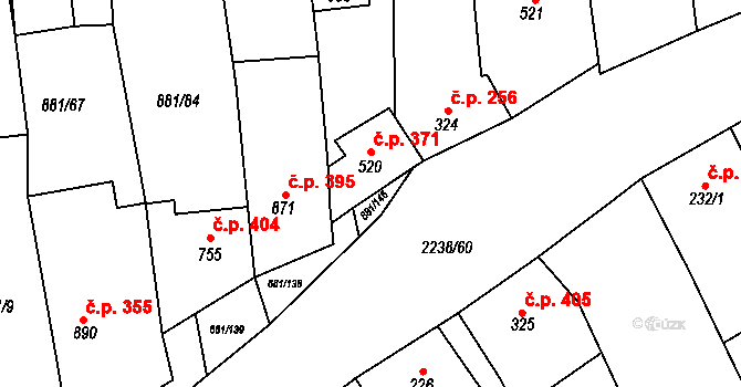 Vrbice 371 na parcele st. 520 v KÚ Vrbice u Velkých Pavlovic, Katastrální mapa