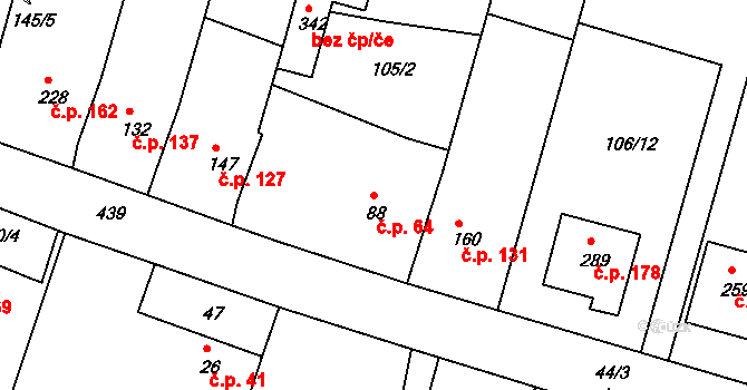 Žopy 64, Holešov na parcele st. 88 v KÚ Žopy, Katastrální mapa