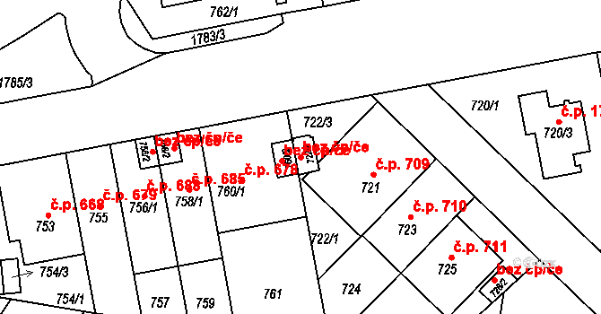 Praha 103353984 na parcele st. 722/2 v KÚ Kobylisy, Katastrální mapa