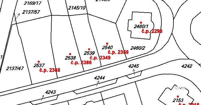 Aš 2359 na parcele st. 2540 v KÚ Aš, Katastrální mapa