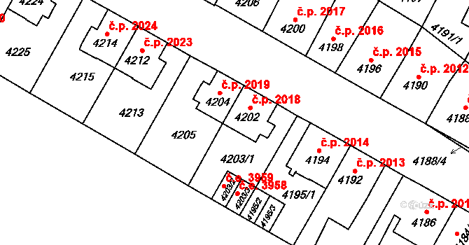 Jihlava 2018 na parcele st. 4202 v KÚ Jihlava, Katastrální mapa