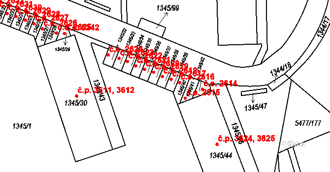 Jihlava 2618 na parcele st. 1345/38 v KÚ Jihlava, Katastrální mapa