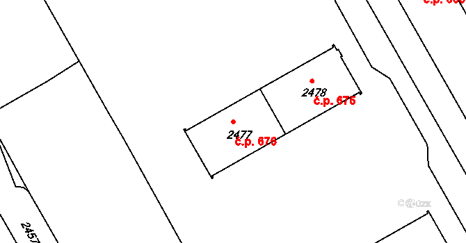 Lyžbice 676, Třinec na parcele st. 2477 v KÚ Lyžbice, Katastrální mapa