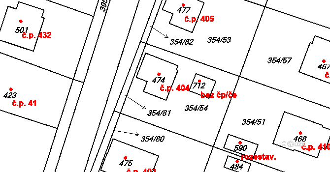 Rožďalovice 404 na parcele st. 474 v KÚ Rožďalovice, Katastrální mapa