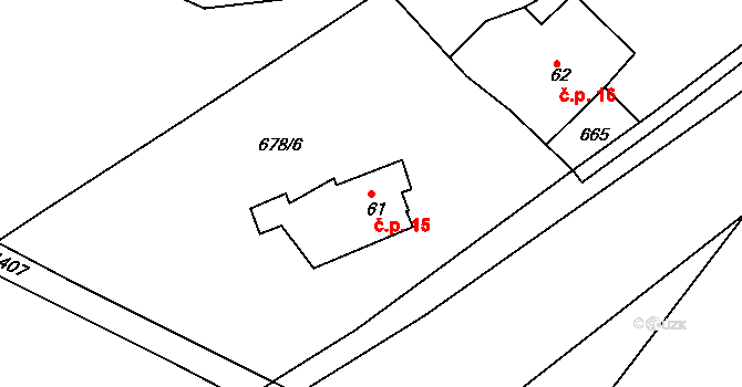 Lvová 15, Jablonné v Podještědí na parcele st. 61 v KÚ Lvová, Katastrální mapa