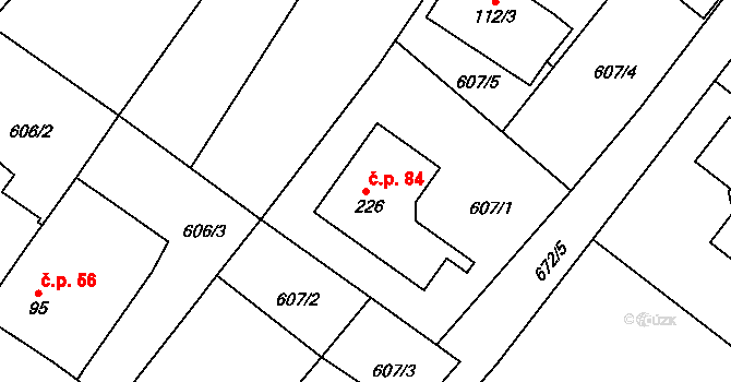 Češnovice 84, Pištín na parcele st. 226 v KÚ Češnovice, Katastrální mapa