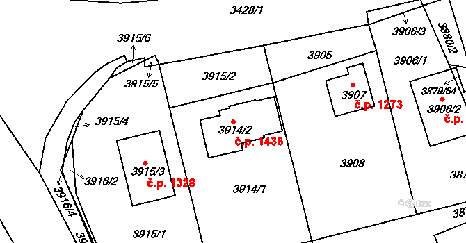 Střekov 1436, Ústí nad Labem na parcele st. 3914/2 v KÚ Střekov, Katastrální mapa