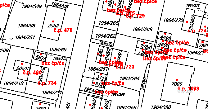 Borovina 474, Třebíč na parcele st. 2045/2 v KÚ Třebíč, Katastrální mapa