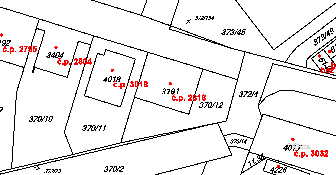 Břeclav 2818 na parcele st. 3191 v KÚ Břeclav, Katastrální mapa