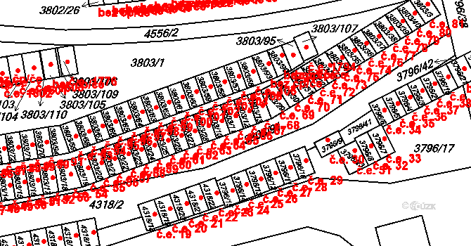 Teplice 66 na parcele st. 3803/11 v KÚ Teplice, Katastrální mapa