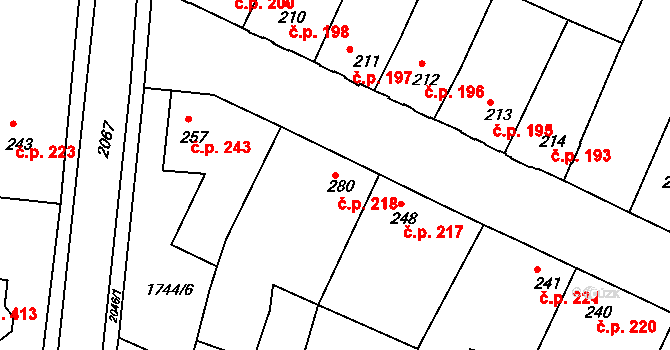 Staňkov I 218, Staňkov na parcele st. 280 v KÚ Staňkov-město, Katastrální mapa