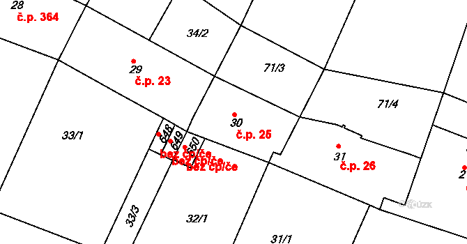 Čejetice 25, Mladá Boleslav na parcele st. 30 v KÚ Čejetice u Mladé Boleslavi, Katastrální mapa
