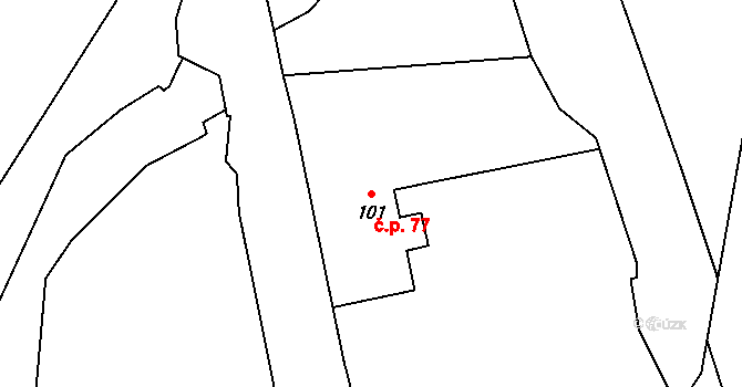 Lično 77 na parcele st. 101 v KÚ Lično, Katastrální mapa
