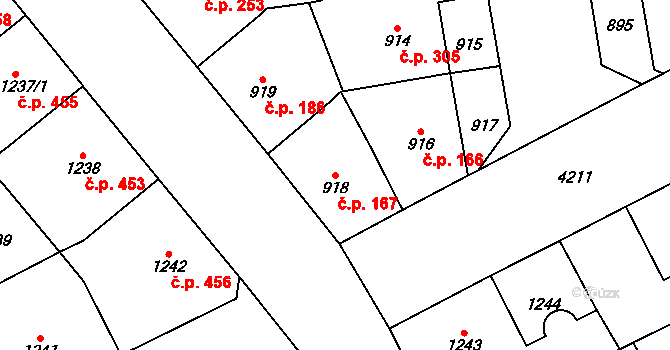 Vinohrady 167, Praha na parcele st. 918 v KÚ Vinohrady, Katastrální mapa