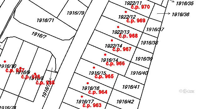 Liberec XXX-Vratislavice nad Nisou 966, Liberec na parcele st. 1916/14 v KÚ Vratislavice nad Nisou, Katastrální mapa