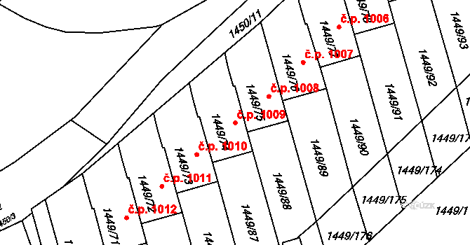 Pečky 1009 na parcele st. 1449/74 v KÚ Pečky, Katastrální mapa