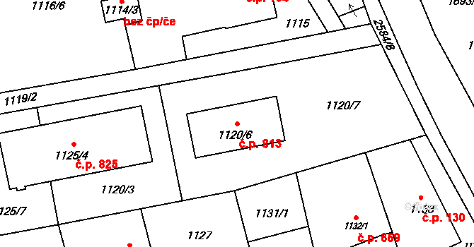 Hrabová 813, Ostrava na parcele st. 1120/6 v KÚ Hrabová, Katastrální mapa