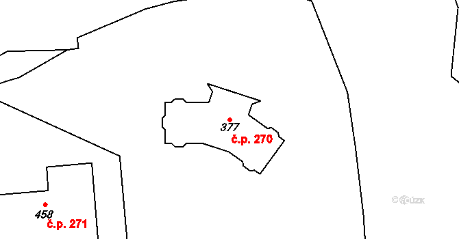 Tetín 270 na parcele st. 377 v KÚ Tetín u Berouna, Katastrální mapa