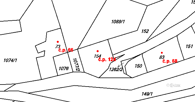 Heřmanov 124 na parcele st. 154 v KÚ Heřmanov, Katastrální mapa