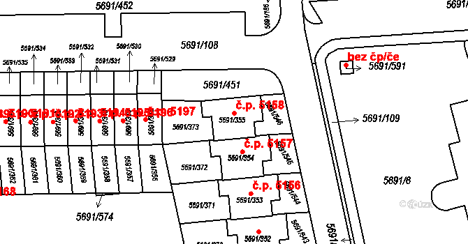 Jihlava 5158 na parcele st. 5691/355 v KÚ Jihlava, Katastrální mapa