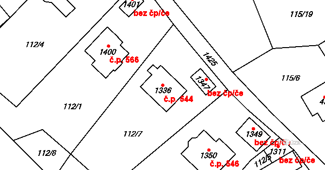 Poříčí 544, Trutnov na parcele st. 1336 v KÚ Poříčí u Trutnova, Katastrální mapa