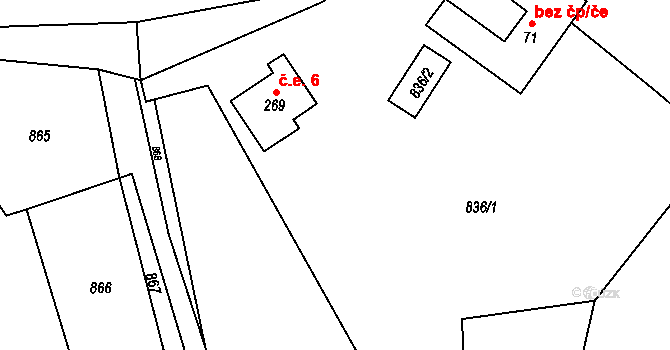 Hubov 6, Nadějkov na parcele st. 269 v KÚ Nadějkov, Katastrální mapa