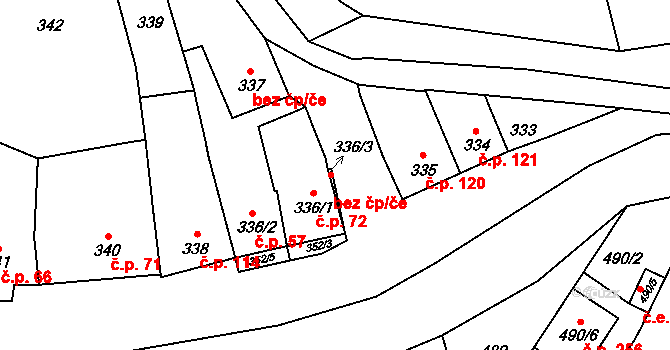 Kovalovice 39584984 na parcele st. 336/3 v KÚ Kovalovice, Katastrální mapa