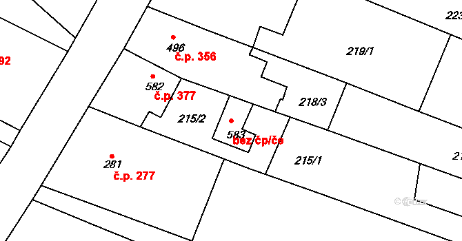 Čebín 42042984 na parcele st. 583 v KÚ Čebín, Katastrální mapa