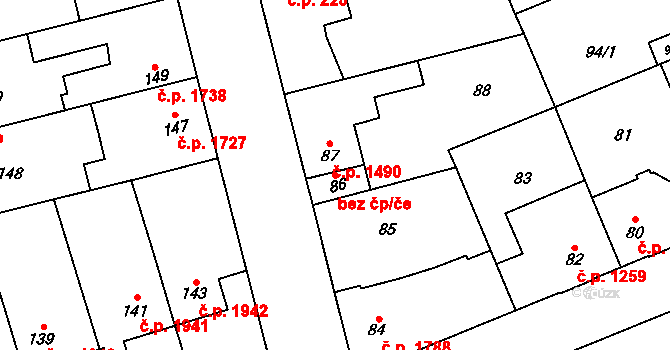 Kladno 44403984 na parcele st. 86 v KÚ Kročehlavy, Katastrální mapa