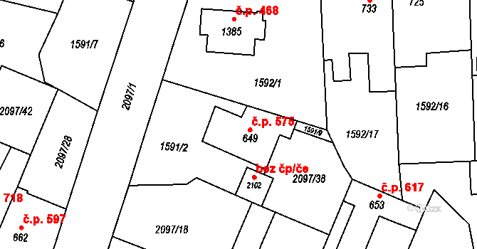 Kateřinky 575, Opava na parcele st. 649 v KÚ Kateřinky u Opavy, Katastrální mapa