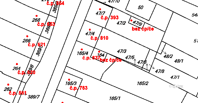 Lužice 44820984 na parcele st. 164 v KÚ Lužice u Hodonína, Katastrální mapa