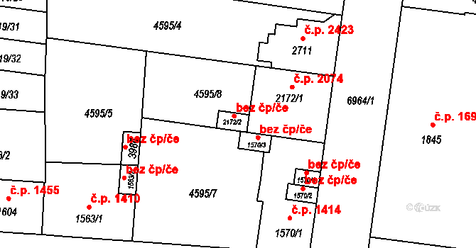 Žatec 47128984 na parcele st. 2172/2 v KÚ Žatec, Katastrální mapa