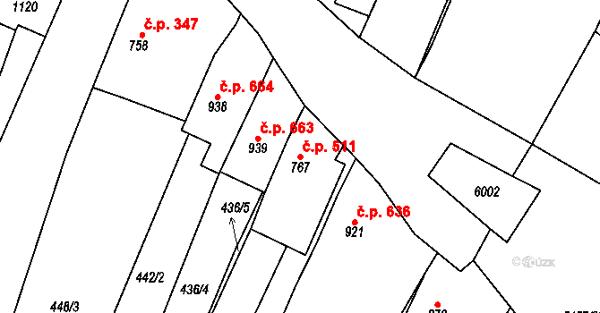 Polešovice 511 na parcele st. 767 v KÚ Polešovice, Katastrální mapa