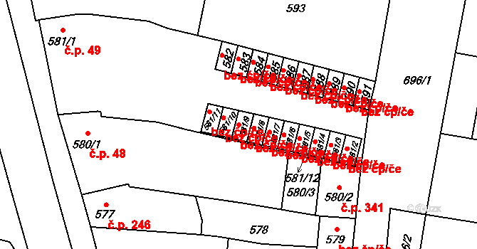 Majetín 49582984 na parcele st. 581/9 v KÚ Majetín, Katastrální mapa